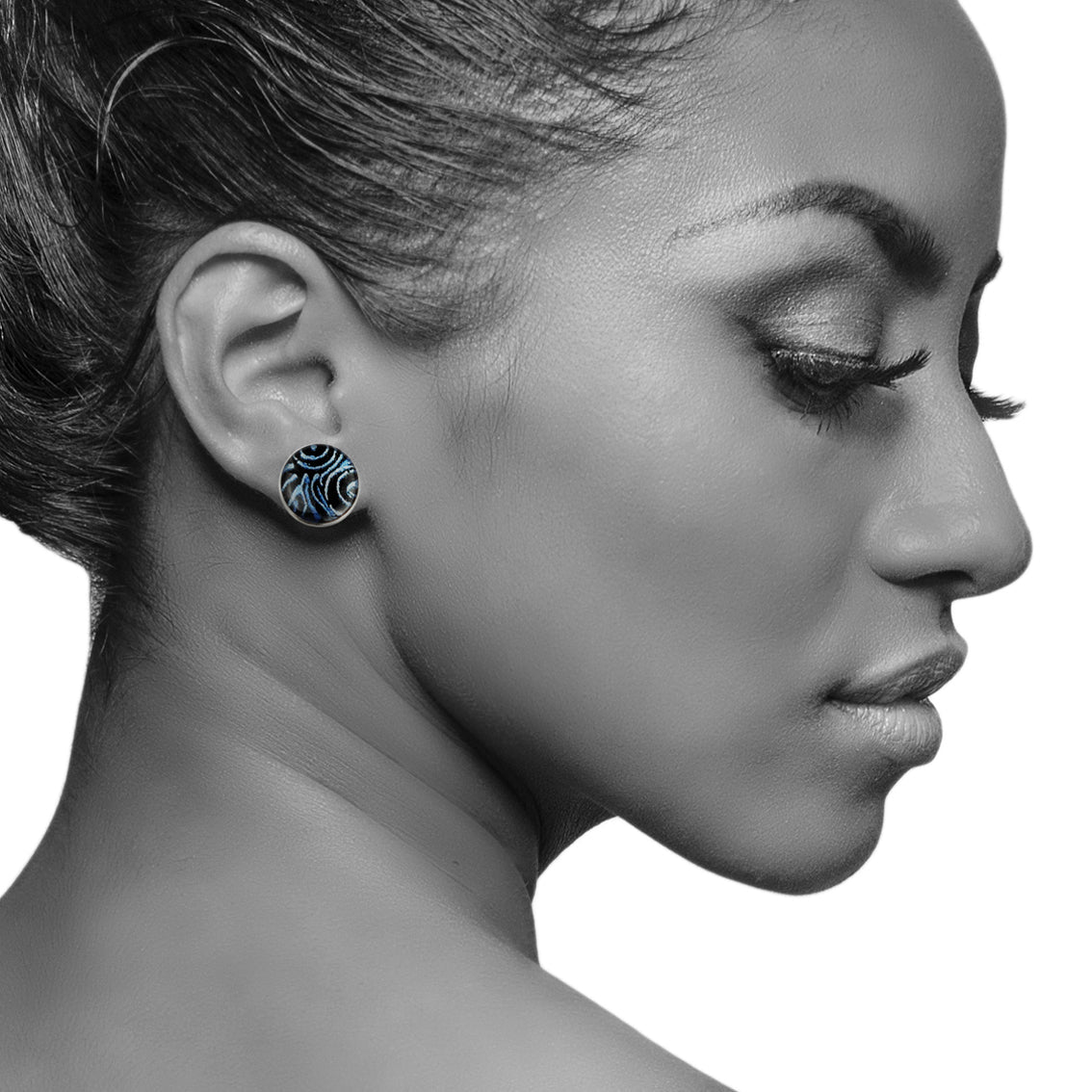 WENDY BLUE STUD EARRINGS - SD103S - on Satchel