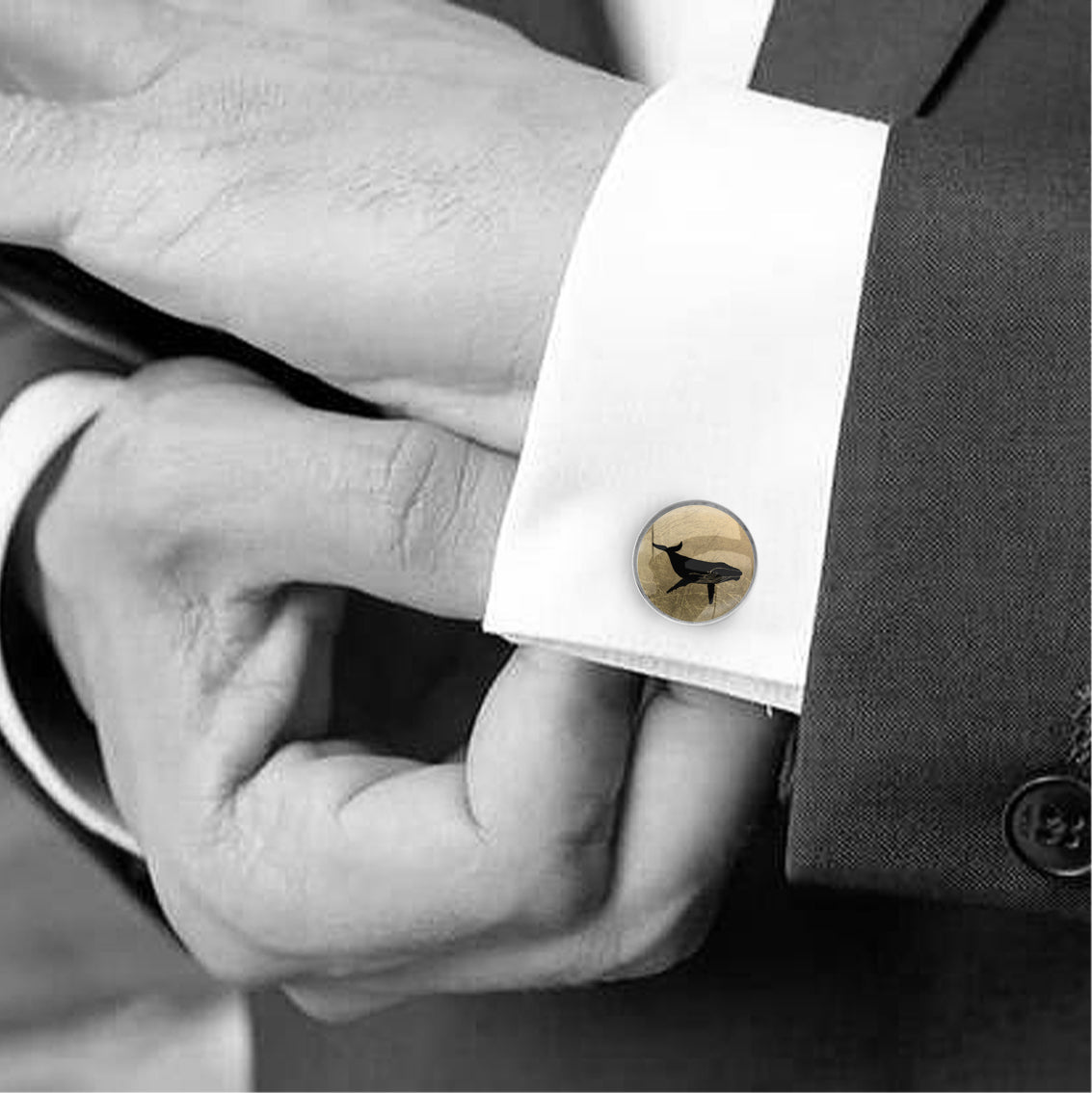 WHALE CIRCLE ELEGANT CUFFLINKS - MFY164