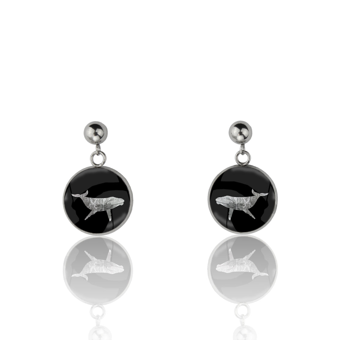 WHALE DANGLE DROP CIRCLE EARRINGS - MFY165S - on Satchel