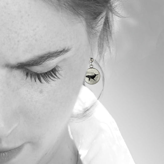 WHALE DANGLE DROP CIRCLE EARRINGS - MFY165S - on Satchel