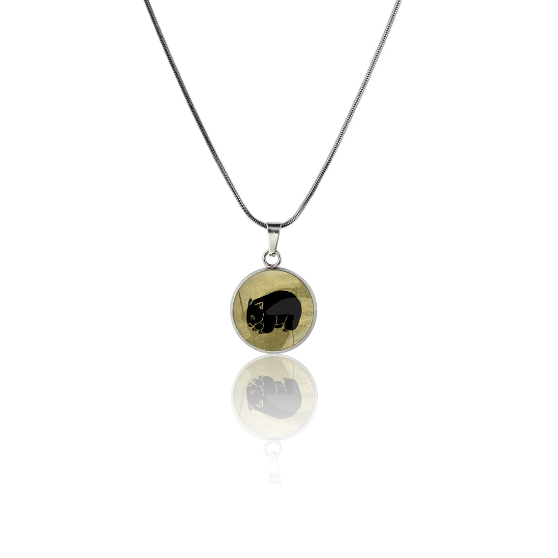WOMBAT XS CIRCLE PENDANT ON A CHAIN NECKLACE - MFY248S - on Satchel